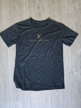 Louis Vuitton Black T-Shirt with Gold LV Logo